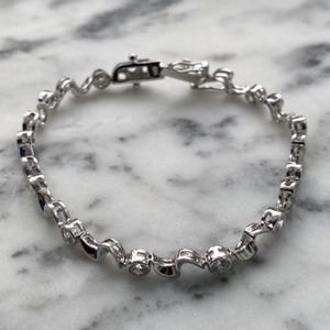 Solid Sterling Silver Diamond Tennis Bracelet